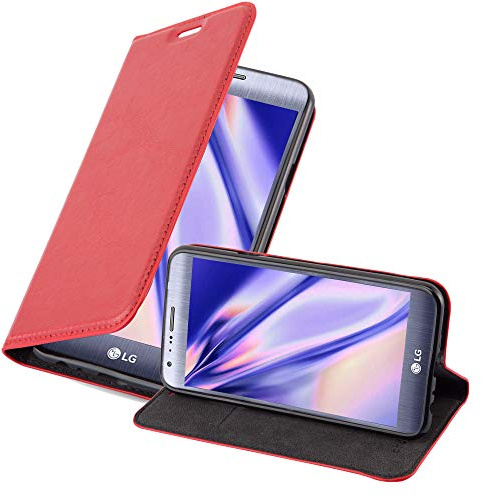 Cadorabo Hülle kompatibel mit LG X CAM aus Premium Kunst Leder Flip Klappbare Stoßfeste Magnetische [Standfunktion] [Kartenfächern] Cover Hülle für LG X CAM Tasche in Rot