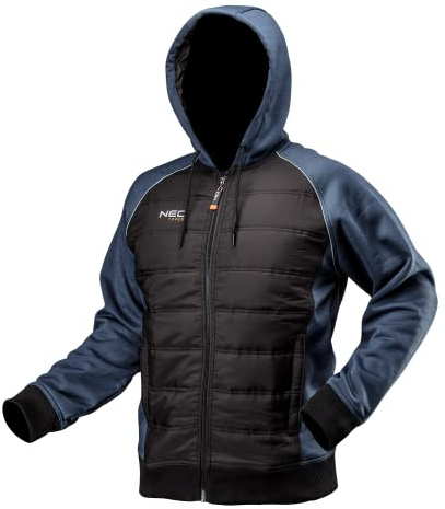 NEO TOOLS Hochwertige Sweatjacke Herren mit Kapuze in blau schwarz Freizeitjacke Jacke Arbeitsjacke Arbeitsjacke Sicherheitsjacke XXL