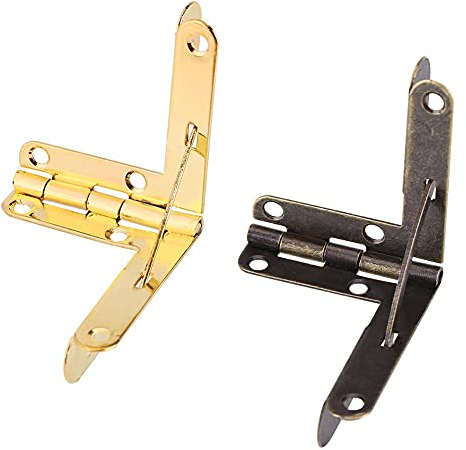 TOPINCN 20Pcs Spring Hinge, 90 Degree Mini Hinges Iron Decorative Wood Case Box Hinges Latch Lock with Screws 1.2 x 1.3inch (Bronze)