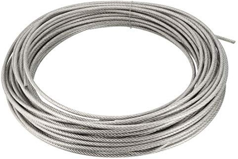 sourcing map 5/32 (4mm) 304 Stainless Steel Cable Wire Rope 7 x 7 Strands Core 98.4ft (30m) PVC Coated Aircraft Wire for Construction Outdoors Marine Rigging Decking Railings