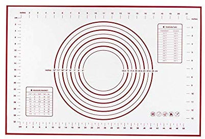 GJEFEGS - Tappetino da pasticceria in silicone XXL, 60 x 80 cm, con misure, approvato dalla FDA e senza BPA, informazioni di conversione incluse (rosso-XXL)