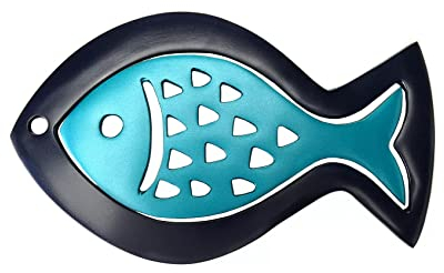 Yair Emanuel Anodised Aluminium 2-in-1 Trivet Pot Stand Suface Protector, Fish