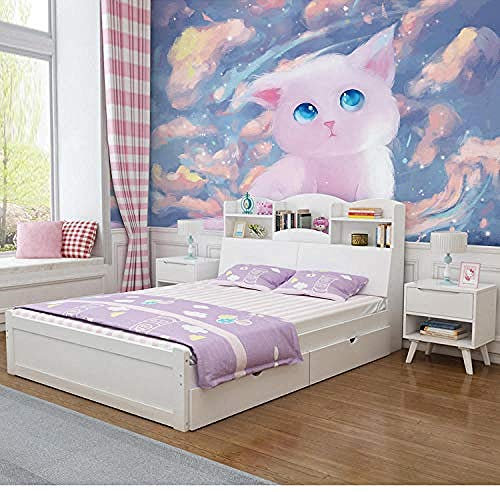 Chat TV fond papier peint chambre d'enfants papier peint fille chambre tissu mural princesse rose ti Papier Peint 3D Salle de séjour Chambre à coucher Salle de séjour Mural murale enfant-250cm×170cm