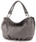 modamoda de IT40 Damen Leder/Nappaleder Schultertasche Hobo Bag handmade in Italy, Farbe:Dunkelgrau Leder