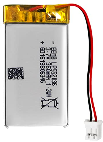 EEMB Lithium Polymer Akku 3,7 V 360mAh 552036 Wiederaufladbarer Lipo-Akku mit JST-Anschluss für VXI Blue Parrott – bestätigen Sie die Polarität des Geräts und des Anschlusses vor dem Kauf