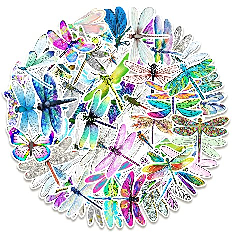 Dragonfly Stickers for Boys Girls Kids Teens, Cartoon Vinyl Waterproof Stickers for Phone Laptop Flasks Water Bottle Luggage Scrapbook Cup Bike Car Notebook, Cute Insect Decals Pack[Dragonfly -50Pcs]