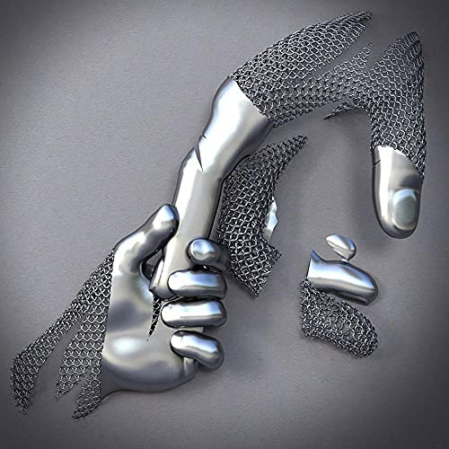 CZYSKY Love Heart 3D Effect Wandskulptur, Abstrakte Metallfigur Leinwand Malerei, Wanddeko für Wohnzimmer, Silber, 50x50cm