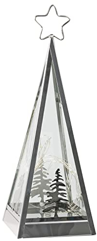 LED-Pyramide H. 45 cm Edelstahl LED +Timer Motive Hirsch + Tanne Weihnachten Winterzeit Deko