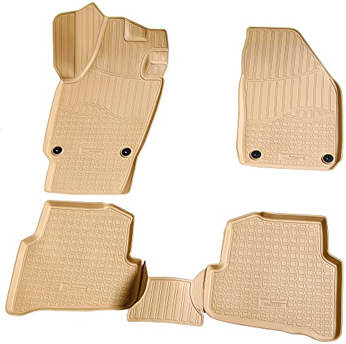Recambo 3D Gummi Fußmatten kompatibel für SEAT Ibiza | Typ 6J | BJ 2008-2017 | Auto Gummimatten | Passgenau | mit Rand | beige