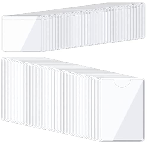 Lot de 100 Porte Cartes de Visite Autocollantes, Porte Cartes Autocollants avec ouverture supérieure, Pour ranger et protéger vos cartes d'index, étiquettes de dossiers (9,1 x 6,3 cm / 5,1 x 4,6 cm)