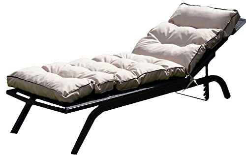 Bielik Stepp Auflage Gartenliege – wetterfestes Polster für Sonnenliege und Deckchair aus Holz, Oeko-TEX-Zertifiziert, mit Befestigung – beige