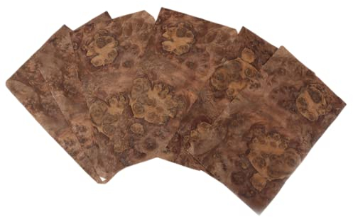 Aibote 6pcs Placage en Bois de Ronce de Noyer Noir fait à la Main Feuilles de Restauration Matériel de Bricolage en Bois Naturel