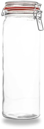 flaschenbauer - 1 Drahtbügelglas 2160ml verwendbar als Einmachglas und Fermentierglas, zu Aufbewahrung, Gläser zum Befüllen, Drahtbügelgläser Inklusive Etiketten - Made in Germany