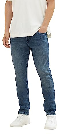 TOM TAILOR Herren 1036999 Troy Slim Jeans, 10123-Destroyed Mid Stone Blue Denim, 33/36
