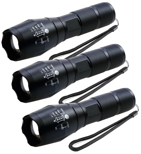 MVIOCS LED Flashlights 3 Pack, Tactical Flashlights High Lumens with 5 Modes, Mini Flashlights, Bright, Zoomable, Waterproof, Powerful for Home & Outdoor Use, Flashlight for Camping, Hiking