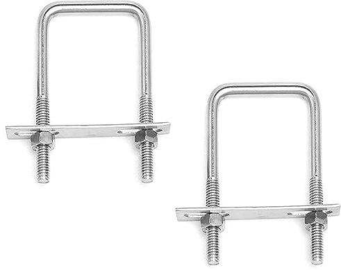 Bebochoi 2 viti a U M10 80 x 150 mm U bullone quadrato a U in acciaio inox con dadi e piastra del telaio, staffa a U per il traino di auto e navi, riparazione di condutture