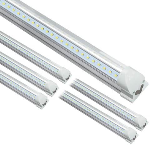 STASUN 6er-Pack LED Feuchtraumleuchte 150cm, 5200LM, Verknüpfbar Werkstattlampe,Bürobeleuchtung in Innenräumen, Deckenleuchte mit Stecker für Büros, Besprechungsräume, Lagerhallen, 5000K