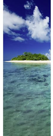 A.S. Création Fotopanel Beige Blau Grün - Insel Südsee Strand und Meer Wanddekoration - Vliestapete 1 x 2,80m Fotodruck Wohnzimmer Schlafzimmer
