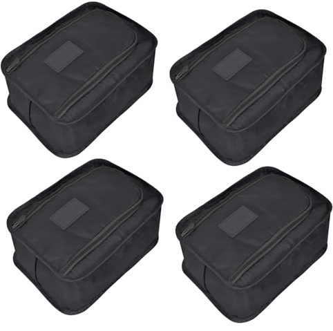 4 Pièces Sac à Chaussures de Voyage Housses Chaussures, Stockage de Chaussures Anti-Poussière Imperméable, Pochette Portable de Chaussures, Sacs Organisateurs Sac de Rangement (Noir)