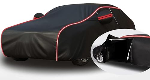 Autoabdeckung Hagelschutz für Opel Corsa F 2020 2021 2022, Auto Abdeckplane Outdoor Wasserdicht Staubdicht Winddichte, Allwetterschutz Reißfest,Add Cotton-Black+3