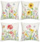 Bonhause 4er Set Kissenbezüge Blumen Garten 45 x 45 cm Tulpen Iris Sonnenblume Mohn Polyester Leinen Dekorative Kissenhülle Zierkissenbezüge für Zuhause Outdoor Frühlings Sommer Dekoration