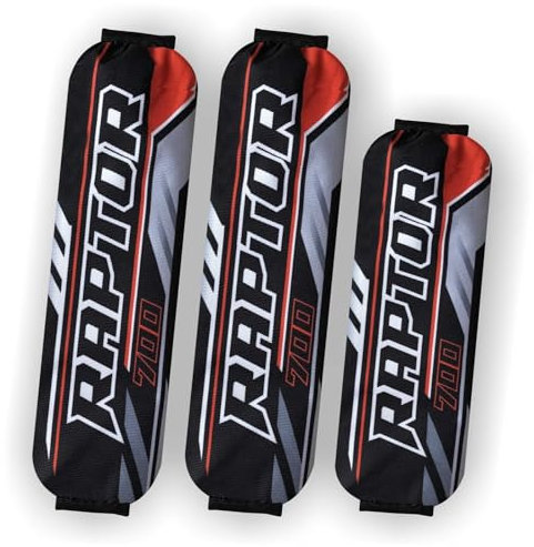 StoßdämpferabdeckungS 3er Set, für Yamaha Raptor 90 400 450 600 700 R schwarz/rot