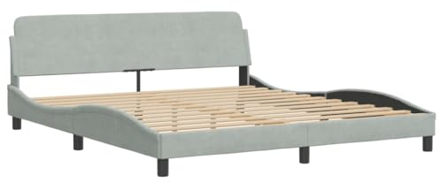 vidaXL Bettgestell Dover, Polsterbett Bett, Bettrahmen mit Lattenrost für Schlafzimmer, Schlafzimmerbett Doppelbett, Hellgrau 180x200cm Samt