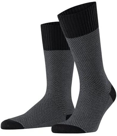 ESPRIT Herren Socken Cozy Piqué Boot M So Baumwolle Wolle gemustert 1 Paar, Schwarz Black 3000, 39-42