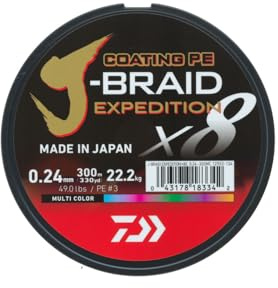 DAIWA J-Braid Expedition X8E Geflochtene Angelschnur, 300 m, Mehrfarbig