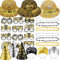 Bdecoll 33Stück Glitzer Silvester Deko 2025 Set,Happy New Year Haarreif Kopfschmuck Partyhüte Accessories - Frohes Neues Jahr - Neujahrsdeko - Dekoration zu Neujahr 2025
