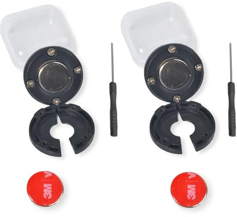 UAYESOK Magnetic Ham CB Radio Mic Mount, Mobile Radio Microphone Hanger Holder, Round Knob Mic Bracket with 3M Adhesive For President Kenwood Motorola Mobile Radio Mic Two Way Radio (Black, 2)