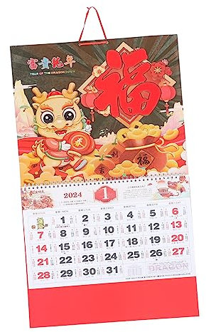 DIYEAH 2stücke Chinesischer Wandkalender Dragon Jahr Dekorative Aufhängung Traditioneller Monatskalender Mit Füllschrift Feng Shui Für Zuhause Und Büro