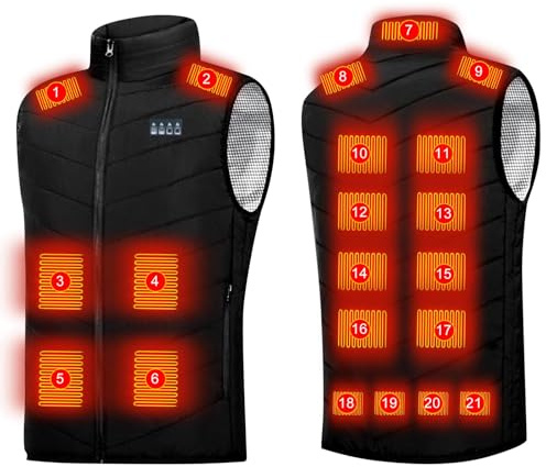 HAOLEI Heated Gilet Mens UK Sale Clearance,Heated Vest for Men Electric Zip Up Heated Body Warmer Washable Winter Warm USB Heater Clothing Heated Jacket with 15 Heating Pads(No Battery)
