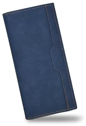 AfitLulu Longue Portefeuille Homme Élégant Ultra-Mince Affaires Porte Monnaie Homme, Cuir Wallet avec 12 Carte Fentes, ID Fenêtre et Fermeture Éclair Poche à Monnaie (Bleu)