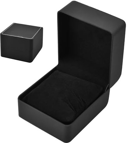 Amexo Single Grid PU Leder Uhrenbox Uhrenetui PU Leder Uhr Box Uhrenkoffer mit Abnehmbarem Kissen Uhrenkasten Uhrenschatulle Uhr Geschenkbox für Damen und Herren (Schwarz)