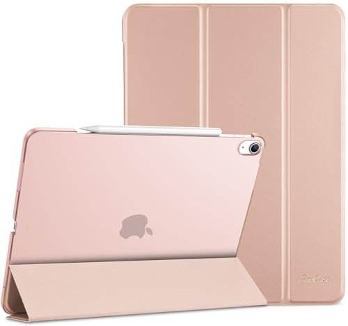 ProCase Hülle für iPad Air 13 Zoll (M3/M2 2025/2024), Dreifache Schutzhülle Case für 13 iPad Air M3 2025/ M2 2024, Dünn Leicht Smart Cover mit Translucent Frosted Rückhülle -Rosagold
