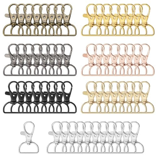Llavero Giratorio 60 Piezas Mosqueton llavero Metal Mosquetones de 20 mm de 360 Grados con Anillo en D para Manualidades DIY, Mochila, Bolso, Proyectos de Costura