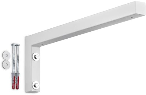 SOTECH 1x Wandkonsole L-Form 450x150x30 mm weiß matt pulverbeschichtet | robuster Regalhalter zur Wandmontage, besonders geeignet für DIY-Projekte