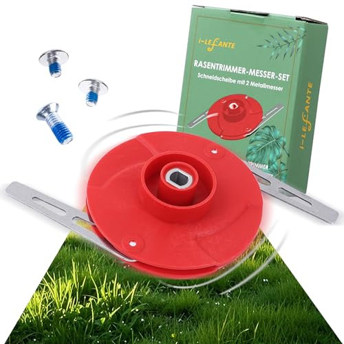 i-LEFANTE Juego de cuchillas de metal para desbrozadora Einhell con batería, compatible con Gardol & Gartenmeister, incluye disco de corte y material de montaje, para cortacésped Einhell