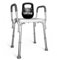 Ortopal - Sgabello Doccia Anziani e Disabili con Braccioli, Altezza Regolabile, Struttura in Alluminio, Antiscivolo, Facile da Montare - Peso Massimo 120 kg - Dimensioni 40x33cm (seduta)