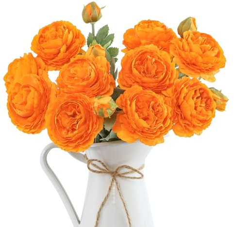 LEUCHTAMOR 6 fasci di peonia, fiori artificiali, arancio, peonie, fiori finti, peonie in seta, per feste di matrimonio, festa da tavolo, composizione floreale, decorazione per la casa e la cucina
