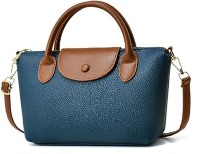 NICOLE & DORIS Kleine Handtasche Damen Mehrfarbige Umhängetasche Elegant Schultertaschen PU Leder Henkeltasche Mädchen Crossbody Bag Kuriertaschen Blau