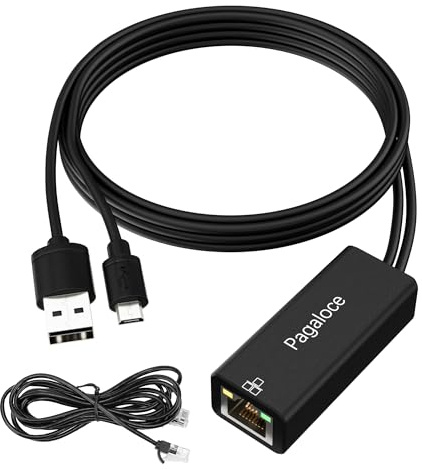 Adaptador Ethernet micro USB a RJ45, para Fire TV Stick, 91 cm, 10/100 Mbps | Compatible con Fire TV Stick 2/3/4K/4K Max, Chromecast Ultra (un cable Ethernet CAT6 incluido)