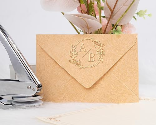 Personalisierter Hochzeits-Prägestempel – personalisierter Monogramm-Präger, benutzerdefinierte Initialen Prägesiegel, Einladungsprägung
