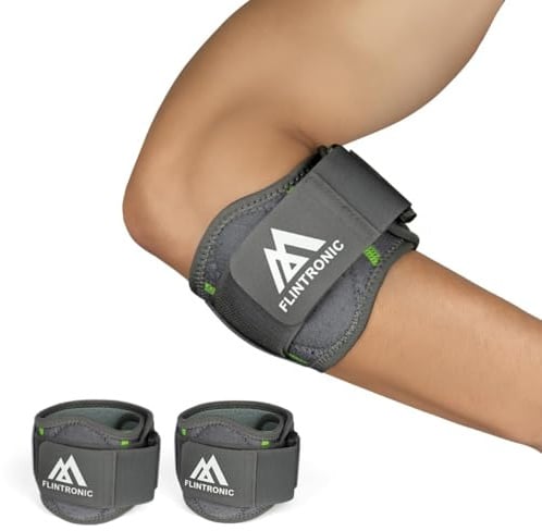 flintronic 2PCS Coderas Epicondilitis Hombre Mujer, Cinta De Codo Tenista, Soporte Ajustable con Almohadilla, para Tenis, Golf, Levantamiento de Pesas, Cricket, Canotaje, Tendinitis Alivio del Dolor
