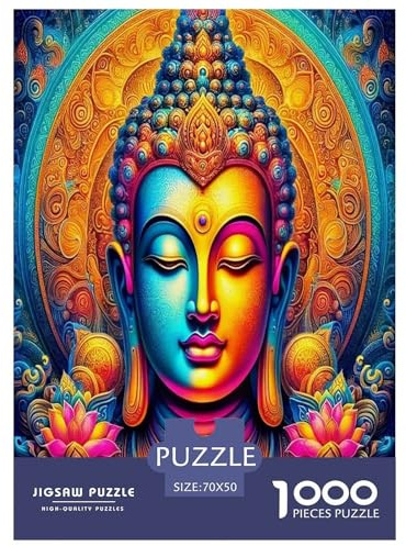 Buddha-Statue Puzzle 1000 Teile Erwachsene Und Kinder Lotusblume Voll Größe Geschenk Poster Game Abbauen Impossible Legespiel Home Dekoration 70x50cm/1000pcs