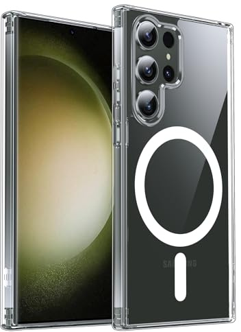 LeYi Nie Vergilbung HD Klar Hülle für Samsung Galaxy S23 Ultra 【NO S23】 Handyhülle mit Magsafe Case Magnetisch Schutzhülle kameraschutz S 23 s23ultra Cover Schutz Stoßfest Durchsichtige Transparent