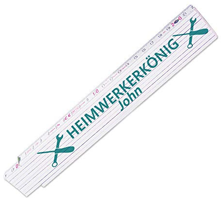 Zollstock mit Namen John und schönem Motiv - HEIMWERKERKÖNIG - für Männer | Metermaß | Glieder-Maßstab mit Namen bedruckt | Viele Namen zur Auswahl