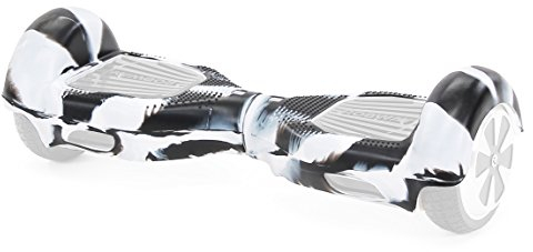 Original Robway Hoverboard Silikon Schutzhülle Gummi-Hülle Gehäuseschutz Cover Skin für Hoverboard Scooter (Größe 6,5 Zoll/Farbe Camouflage Weiß Schwarz)