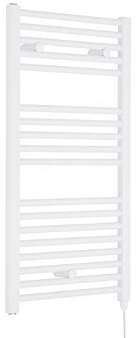 Nuie Radiator MTY157 | Modern Bathroom 500 Watt Heated Electric Ladder Towel Rail, 920mm x 480mm, White